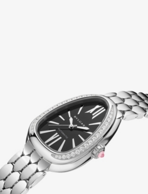 Bvlgari Serpenti Seduttori Diamond And Stainless-steel  And Diamond Automatic Watch 34mm In Gray