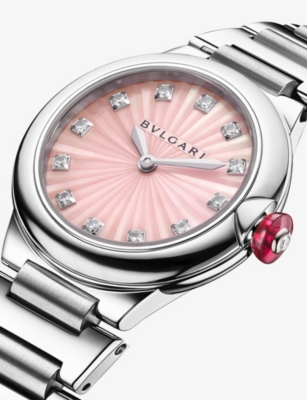 Bvlgari Lvcea Stainless-steel And Diamond Quartz Watch 28mm In Metallic