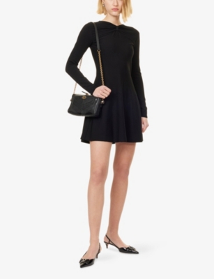 VALENTINO GARAVANI: Bow Long-Sleeves Knitted Mini Dress