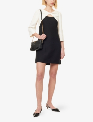 VALENTINO GARAVANI: Bow Long-Sleeves Wool And Silk Mini Dress