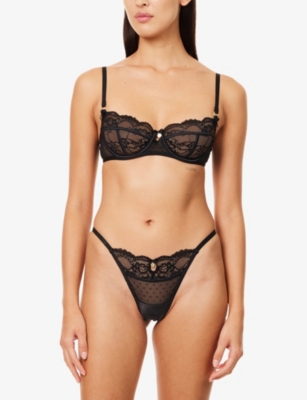 Lounge Womens  Underwear Adelyn Lace Thong In Black