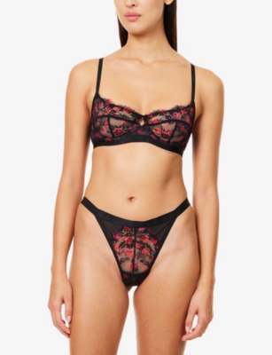 LOUNGE UNDERWEAR: Printed Entice Balcony Lace Bra