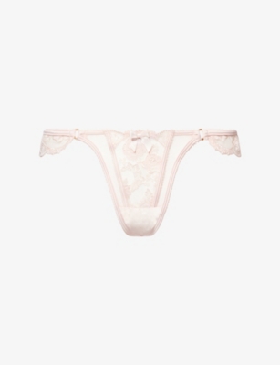 Lounge Womens Pink Tease Lace Thong