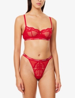 Lounge Womens  Underwear Blossom Balcony Lace Bra In Burgundy