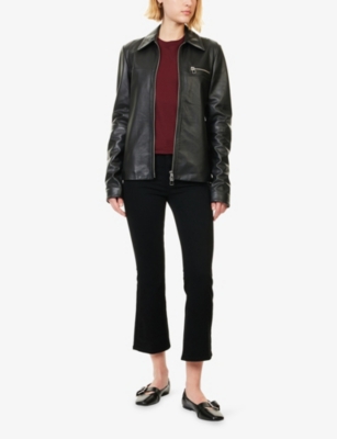 Frame Womens  The Reboot Straight-leg Cotton-blend Jeans In Black