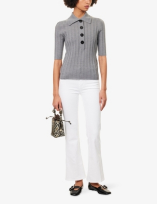 FRAME: The Icon Flared Cotton-Blend Jeans