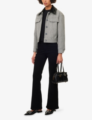 Frame Womens Black The Icon Flared Cotton-blend Jeans In Black