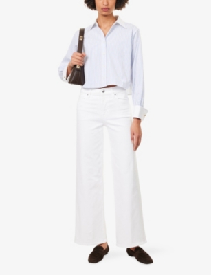 Frame Womens White Le Slim Palazzo Cotton-blend Jeans In White