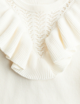 H&m Adorables Oversized-ruffle Cotton-knit Dress 4 Month In White