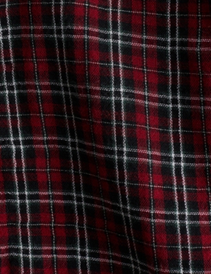 H&m Adorables Checked Band-collar Cotton-muslin Shirt 4-36 In Red