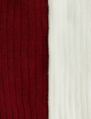 H&m Adorables Red Dark Ribbed-knit Pack Of Two Cotton-blend Tights 2 Months - 4 In Multi