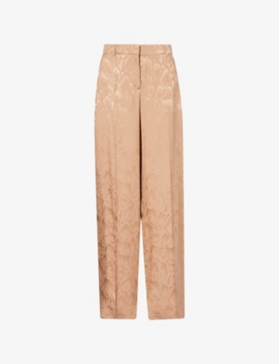 Womens Stella Mccartney Cloud Straight-Leg Silk-Blend Trousers