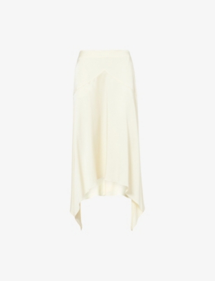 Stella Mccartney Womens Buttermilk Asymmetric Midi Satin Skirt In White