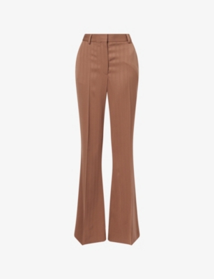 Stella Mccartney Womens Sienna Mid-rise Bootcut Wool Trousers In Brown