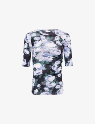 Stella Mccartney Womens Multicolor Bunch Of Roses Ruched Woven Top