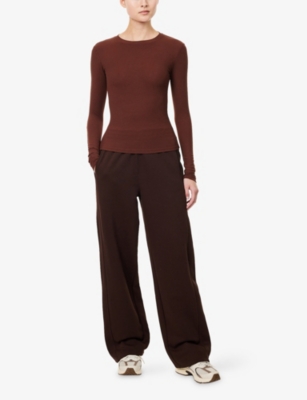Lounge Womens Classic Straight-leg Cotton-blend Jogging Bottoms Chocolate In Brown