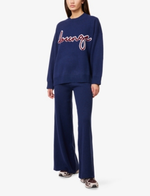 LOUNGE UNDERWEAR: Logo-Plaque Wide-Leg Knit Trousers