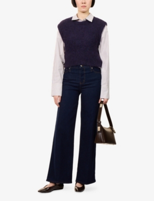 Frame Womens  Le Slim Palazzo Wide-leg Stretch-denim Blend Jeans In Blue