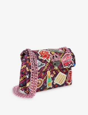 Kurt Geiger Womens Pink Comb Mini London Kensington Woven Bag In Pink