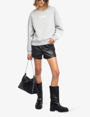 Zadig & Voltaire Womens Mira Logo-print Cotton-jersey Sweatshirt Gris Chine Clai Xs In Gray