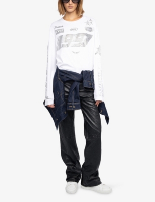 Zadig & Voltaire Womens White Io Rhinestone-embellished Cotton T-shirt In White