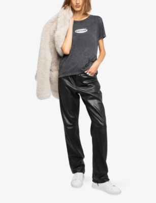 Zadig & Voltaire Womens Alys Logo-print Cotton-jersey T-shirt Black In Gray