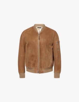 Tom Ford Mens Military Sand Light Suede Bomber Jacket In Nude
