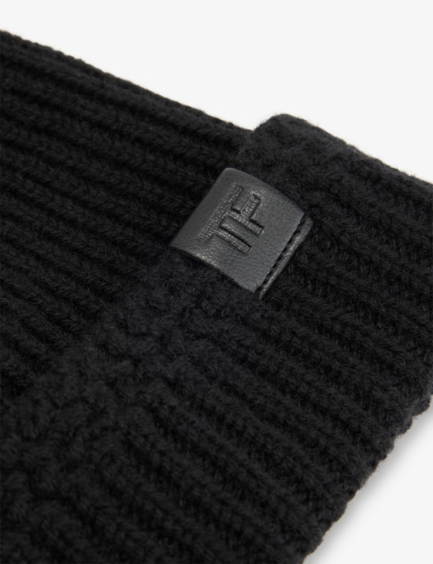 Branded-Tab Ribbed Cashmere Beanie Hat