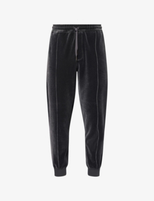 Tom Ford Mens Light Charcoal Velour Tapered-leg Stretch-cotton Blend Jogging Bottoms In Gray
