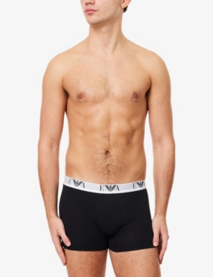 EMPORIO ARMANI: Branded-Waistband Pack Of Three Cotton-Jersey Boxer Briefs
