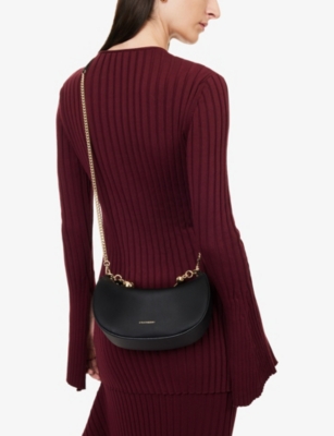 STRATHBERRY: Crescent Moon Mini Leather Top-Handle Bag