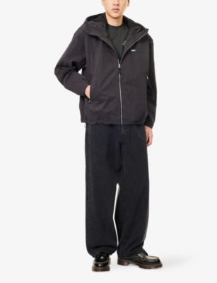 Obey Mens Black Vista Hooded Cotton-blend Jacket Xl In Brown