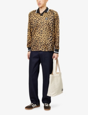 Obey Mens Leopard Sports Animal-print Woven Polo Shirt In Animal Print