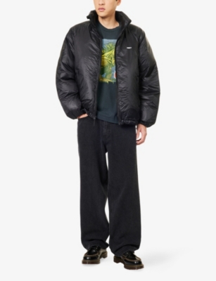Obey Mens Black Echo Logo-embroidered Puffer Jacket In Black