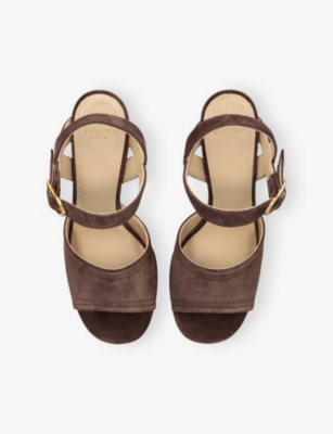 Valentino Fawcette Crust Leather Sandal Platform Heel In Brown