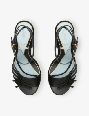 Valentino Womens  Garavani Nodine 100 Leather Heeled Sandals In Black