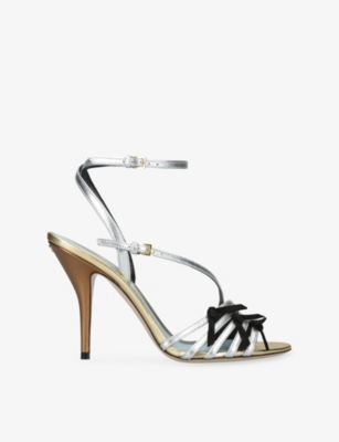 Valentino Garavani Womens Silver Com Nodine 100 Metallic Leather Sandals Eur 39.5 / 6.5 Uk
