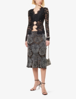 Rabanne Womens  Embellished High-waist Woven Midi Skirt In Multi