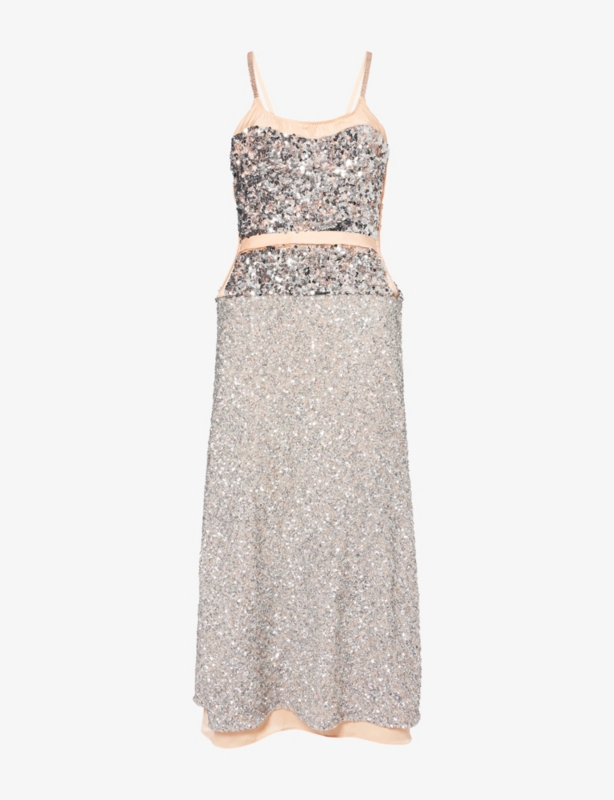 Scoop-Neck Sequin Embellished Midi Dress