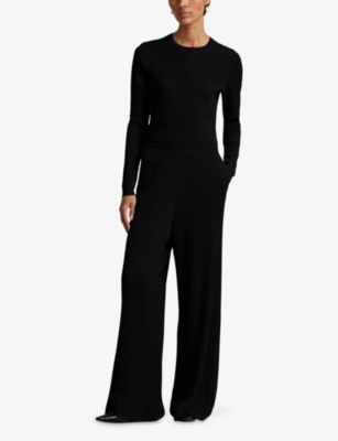 POLO RALPH LAUREN: Flared-Leg Elasticated-Waist Knitted Trousers