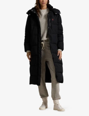 Polo Ralph Lauren Womens  Brand-embroidered Padded Shell-down Coat In Black