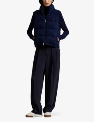 Polo Ralph Lauren Mens  Brand-embroidered Wool And Cashmere Gilet In Blue