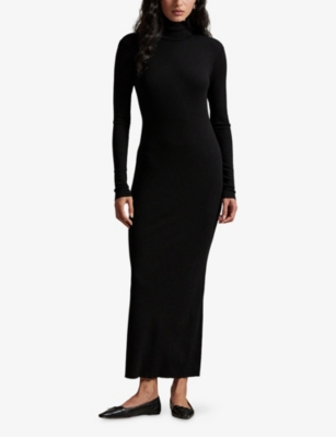 Polo Ralph Lauren Roll-neck Long-sleeved Dress In Black