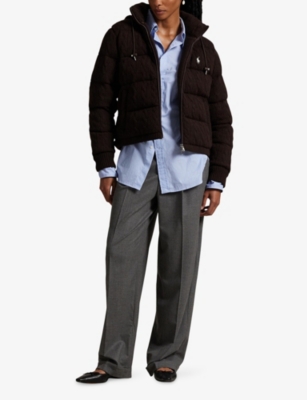 Polo Ralph Lauren Mens  Hooded Cable-knit Wool And Cashmere-blend Puffer In Brown