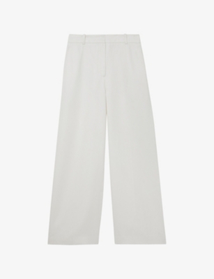 Womens Reiss Alyx Wide-Leg Linen-Blend Trousers