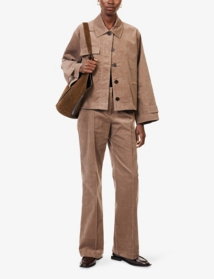 Samsoe & Samsoe Womens Fossil Salot Straight-leg Corduroy Trousers Xs In Brown