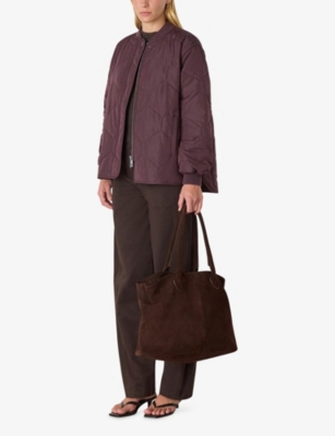Whistles Womens Plum/claret Ida Quilted Shell Coat Xs In Multi