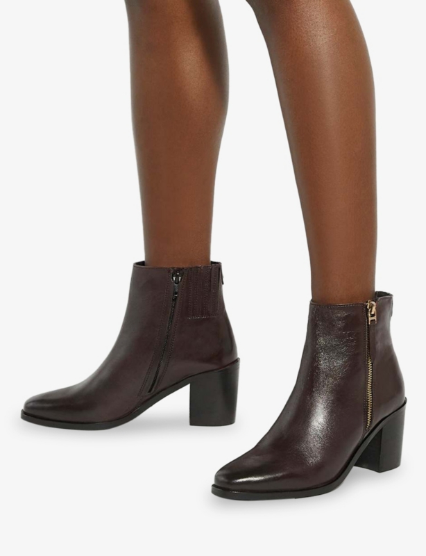 Purl Leather Heeled Ankle Boots