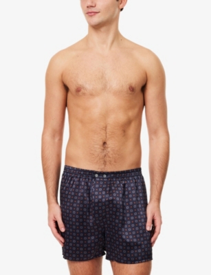 DEREK ROSE: Brindisi Striped Silk Boxer Shorts