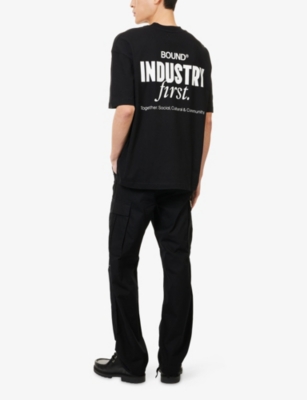 Bound Mens Black Industry First Text-print Cotton T-shirt Xl In Animal Print